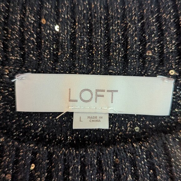Ann Taylor LOFT Sweater. Brown with Gold Champagne Sparkles Size Large - Picture 3 of 16